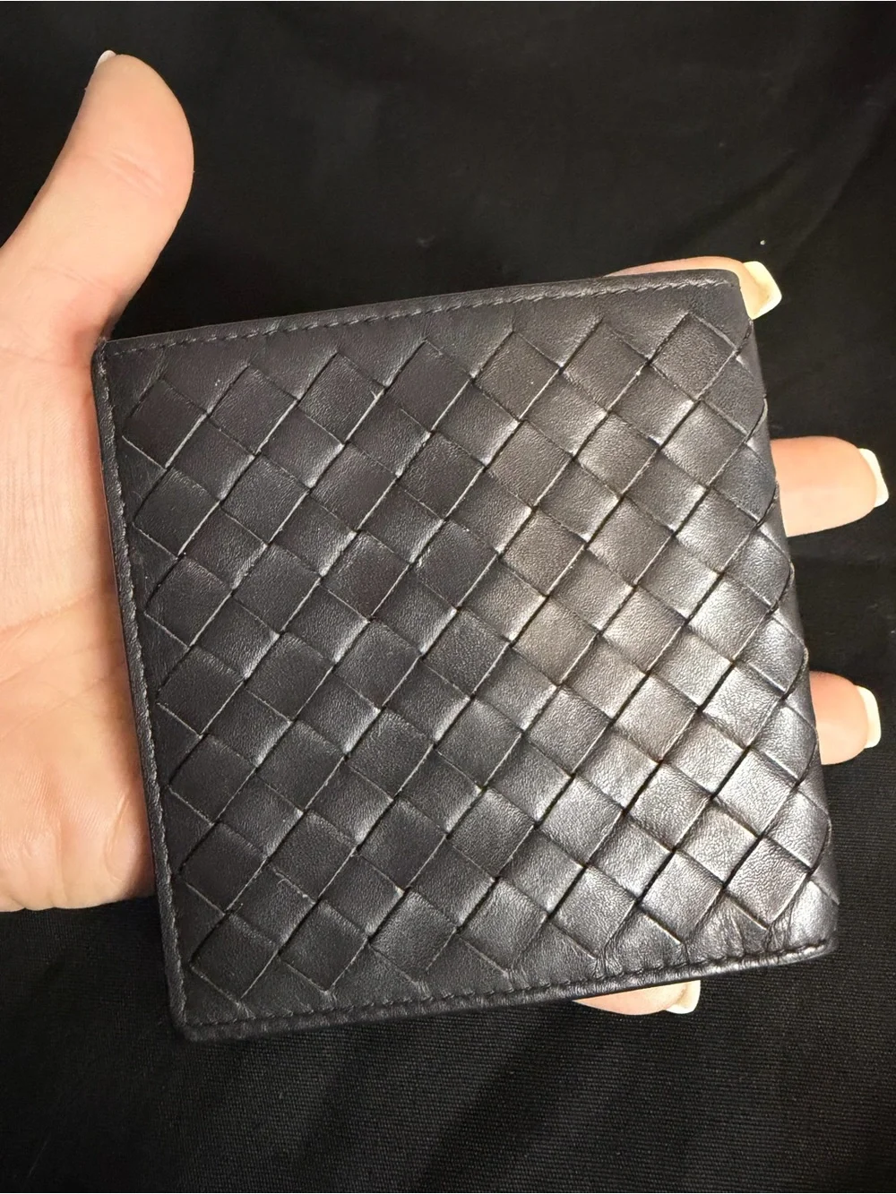 Authentic Bottega Veneta Intrecciato Bifold Wallet Dark Brown